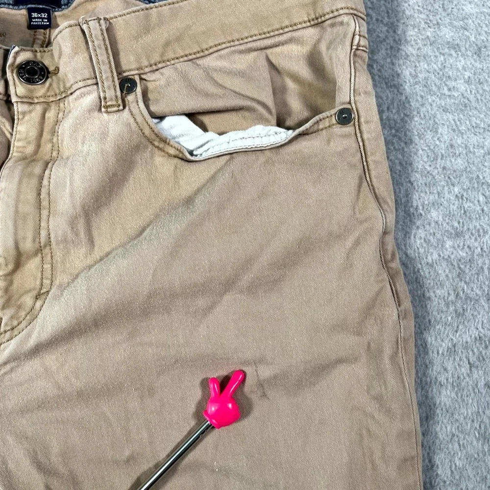GAP Chino Pants Mens 36x32 Beige‎ Cotton Stretch Straight Leg Flat Front Casual